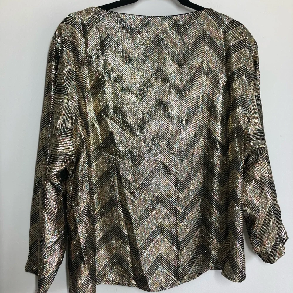 Halston III Vintage Metallic Long Sleeve Blouse - Picture 8 of 8